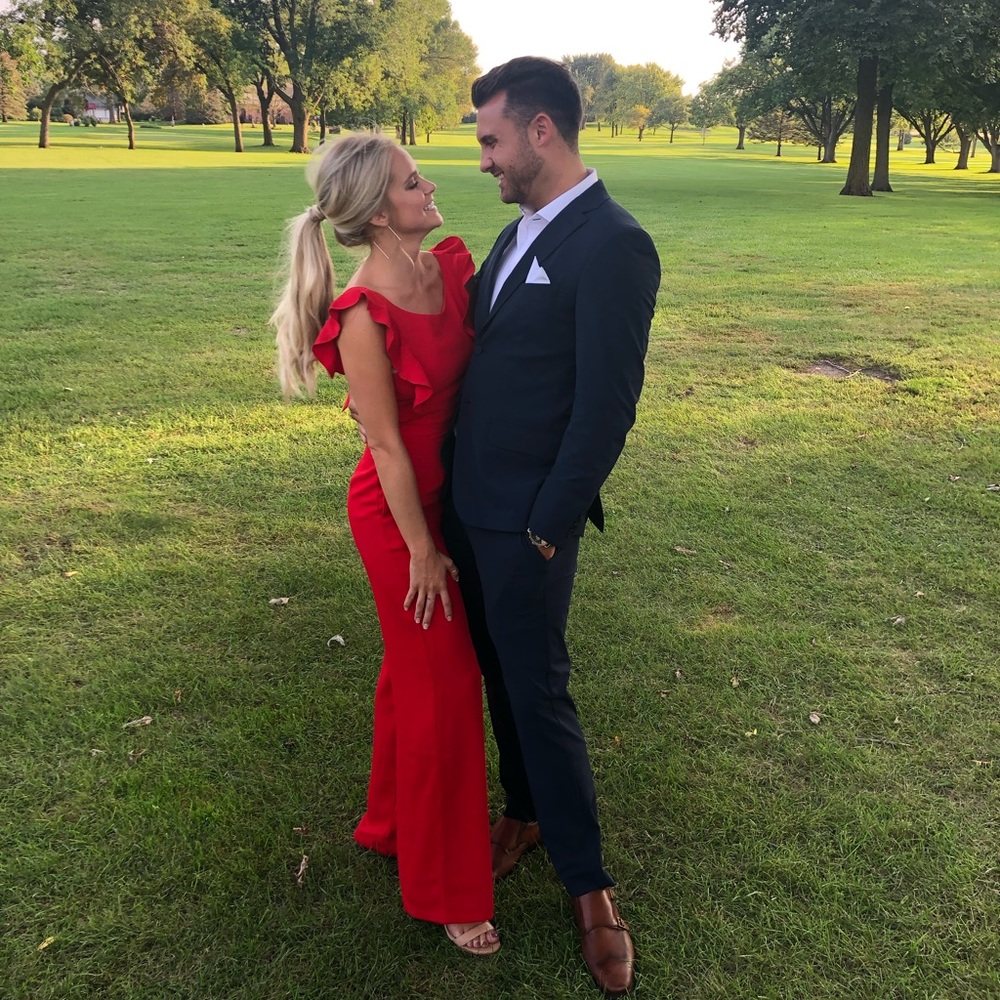 Super down red pantsuit